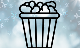 Popcorn vor winterlichem Hintergrund